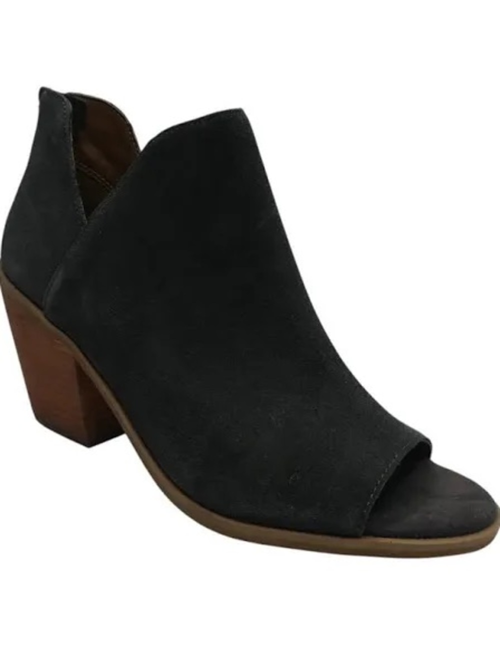 Susina Black Suede Open-Toe Block Heel Mules